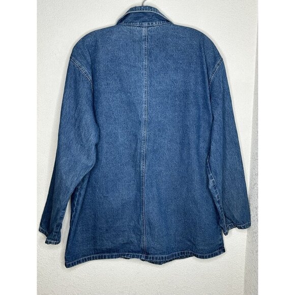 Erika & Co Jacket Womens Large Denim Button Front Utility Chore Pockets Vintage - Picture 2 of 11